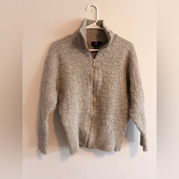 Tumi Sweaters - TUMI Full Zip Sweater Alpaca / Cotton Gray Collared Zip-Up Large